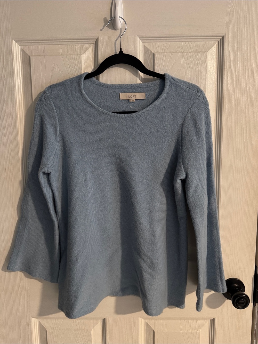 LOFT Pale Blue Scoop Neck Knit Sweater